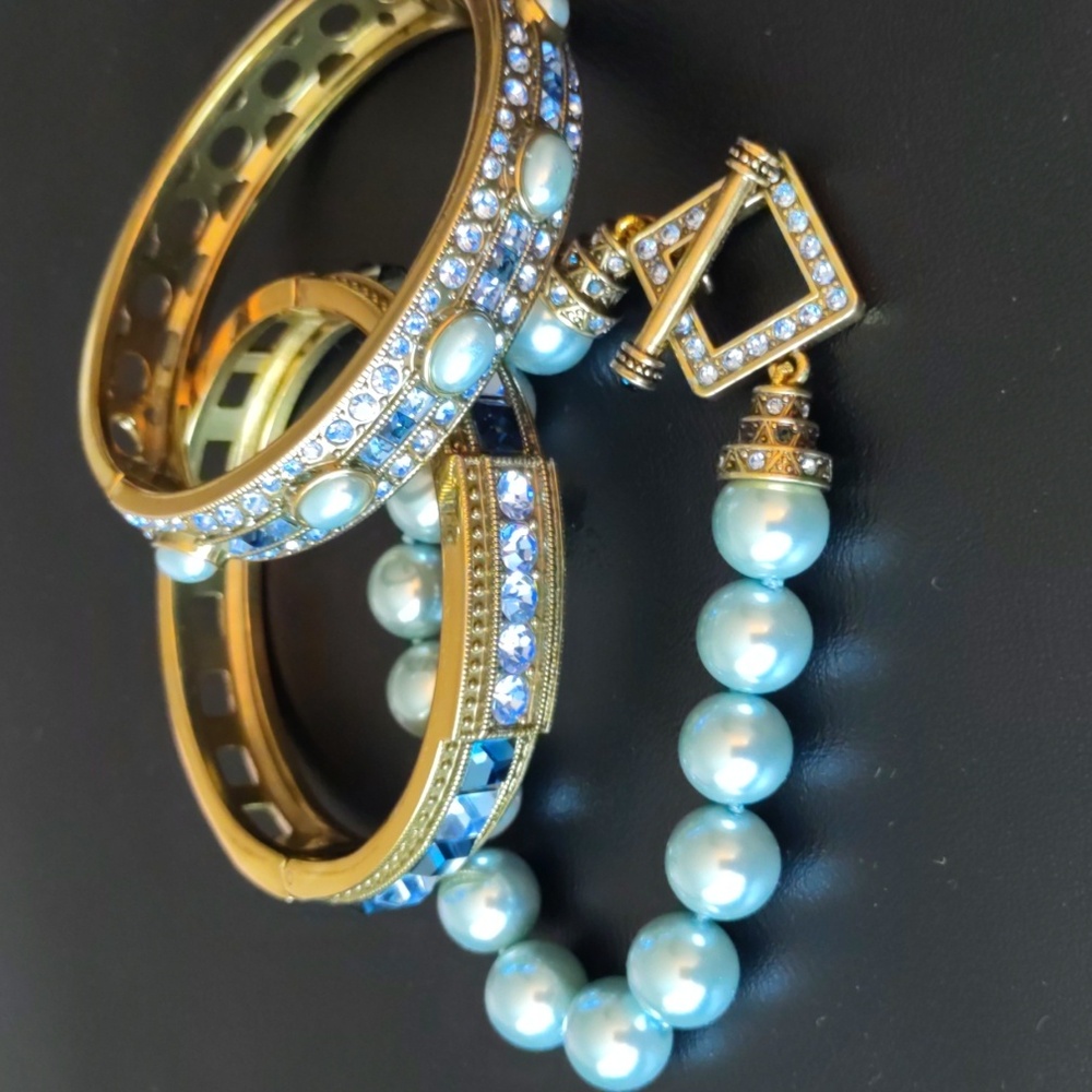 Heidi Daus Bronze Gold and Blue 3 Piece Bracelet Set - Picture 5 of 6